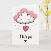Carte cœur nuage Je t'aime (Fleur jaune)