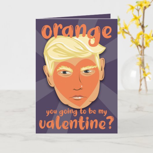 Carte Cœur orange drôle Donald Trump | Saint-Valentin (Fleur jaune)
