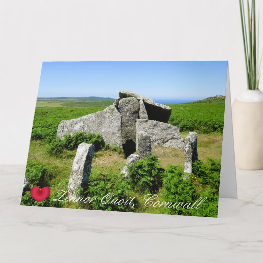 Carte Coeur personnalisé Zennor Quoit Megalith Photo Cor (Devant)