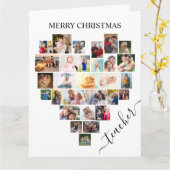 Carte Cœur Photo Collage Script Enseignant Vacances (Fleur jaune)