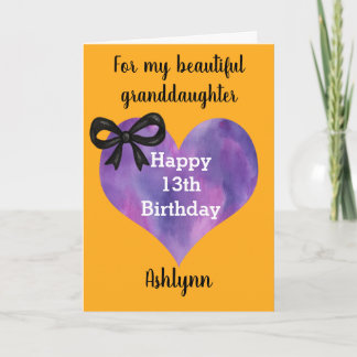 Carte Cœur Pourpre Halloween 13e Anniversaire Petite-fil