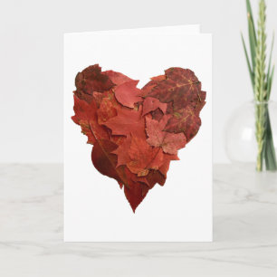 Carte Coeur Red Fall Leaves