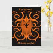 Carte Coeur romantique d'Halloween (Fleur jaune)