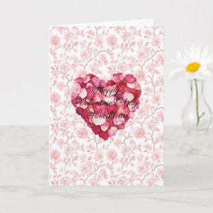 Carte Cœur romantique Pétales de rose Saint-Valentin