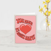 Carte Coeur romantique rétro rose et Rouge Saint Valenti (Fleur jaune)