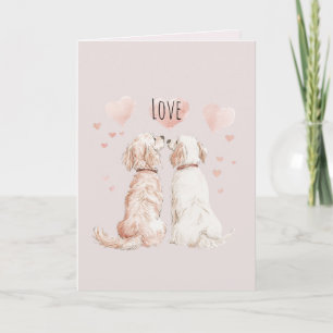 Carte Cœur Rose Crème Amour Chien