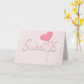 Carte Coeur rose doux 16 Balloon d'anniversaire (Fleur jaune)