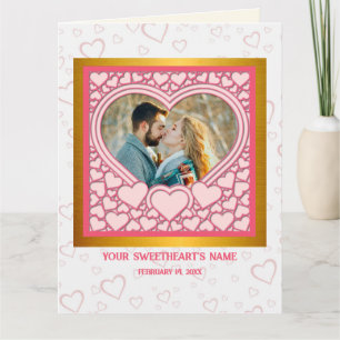 Carte Cœur Rose Élégant Joyeuse Saint-Valentin Élégant