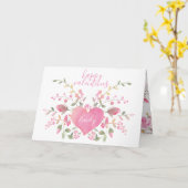Carte Coeur rose et fleurs Saint-Valentin (Fleur jaune)