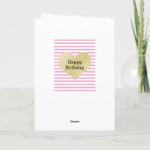 Carte Coeur rose et or Joyeux 14e anniversaire fille (Dos)