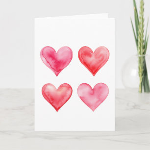 Carte Cœur Rose Rouge Aquarelle Douce Saint Valentin Mar