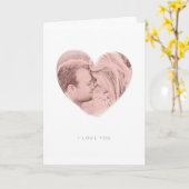 Carte Coeur rose vif Je t'aime Saint-Valentin (Fleur jaune)