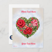 Carte Coeur Rose vintage (Devant / Derrière)