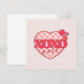 Carte Coeur rose Xoxo Hugs et baisers (Devant / Derrière)