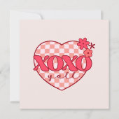 Carte Coeur rose Xoxo Hugs et baisers (Devant)