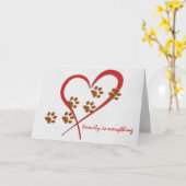 Carte Coeur rouge avec empreintes de pattes de chien (Fleur jaune)