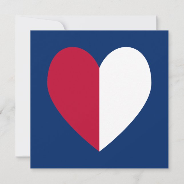 Carte Coeur rouge blanc et bleu (Devant)