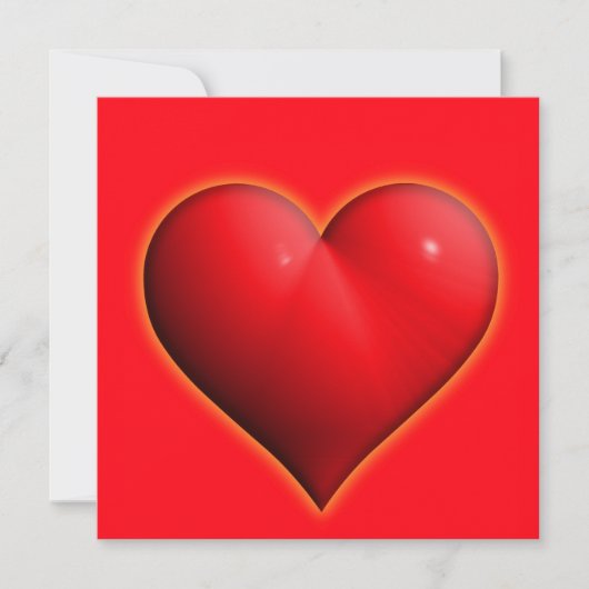 Carte Cœur Rouge Brillant 3D (Devant)