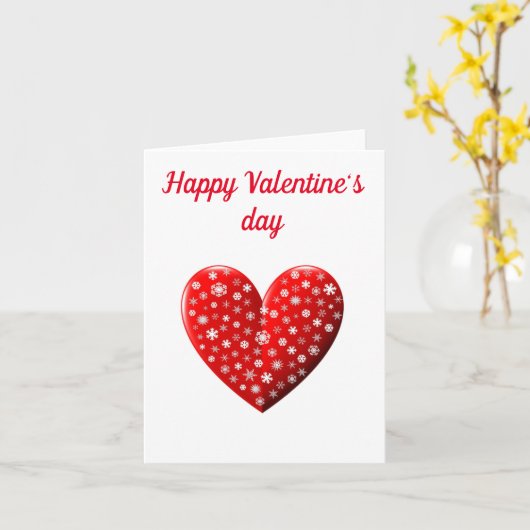 Carte Cœur rouge Joyeuse Saint-Valentin (Fleur jaune)