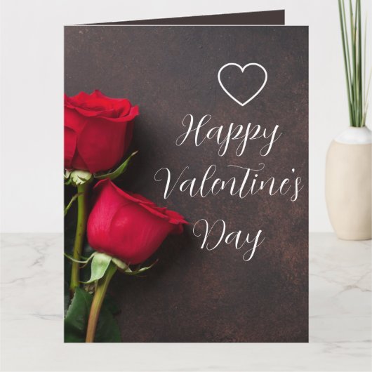 Carte Cœur Rouge Rose Brun Glossy Beau Valentin (Devant)