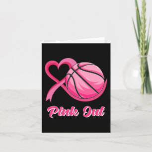 Carte Coeur Ruban Basketball Rose Out Cancer du sein Awa