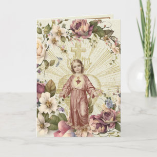 Carte Cœur Sacré de Jésus Fleuris Écriture Sainte