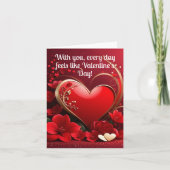 Carte Cœur Saint-Valentin Amour Rouge-Or (Devant)