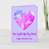 Carte Coeur Saint Valentin brillant avec poème d'amour (Devant)