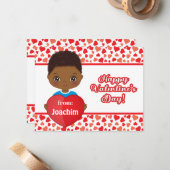 Carte Coeur Saint-Valentin de mignonne Petit Garço (Devant/Arrière en situation)