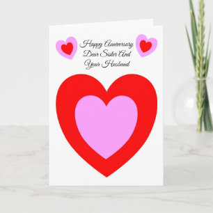 Carte Cœur sœur et mari anniversaire de mariage personna