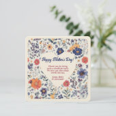 Carte Coeur sur Floral Boho arrière - plan Fête des mère (Debout devant)