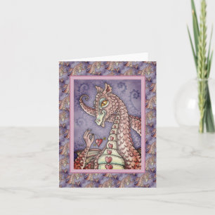 CARTE COEUR SUR UN DRAGON ROSE VALENTINE, FANTASY