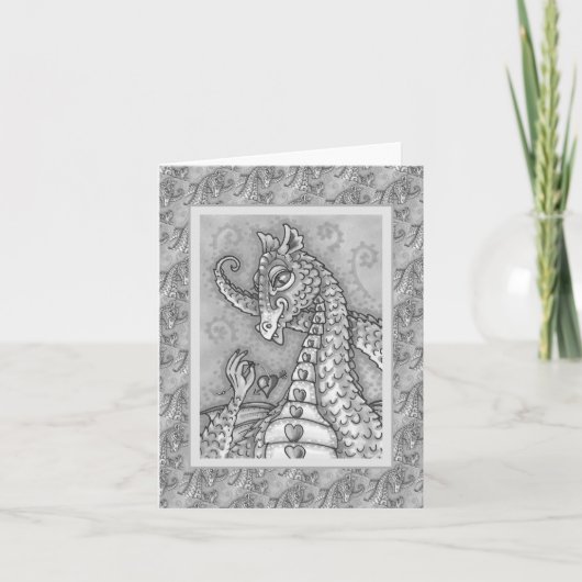 CARTE COEUR SUR UNE CHAÎNE DRAGON ROSE SAINT-VALENTIN, F (Devant)