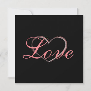 Carte Coeur tendance Grey Calligraphie Amour Mariage