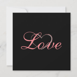 Carte Cœur Tendance Gris Calligraphie Amour Mariage