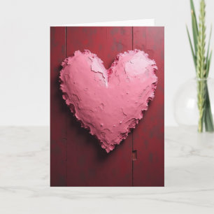 Carte Cœur Texturé Rose Romantique