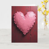 Carte Cœur Texturé Rose Romantique (Fleur jaune)