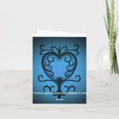 Carte Cœur victorien gothique élégant en bleu Hello (Dos)