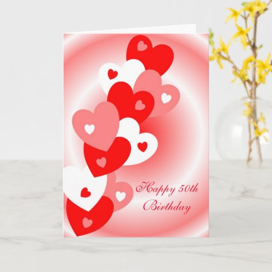 Carte Coeurs 50e anniversaire (Fleur jaune)