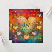 Carte Coeurs Abstraits Saint Valentin Peresonalized (Devant/Arrière en situation)