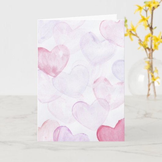 Carte Coeurs aquarelle (Fleur jaune)