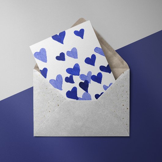 Carte Cœurs aquarelle de la Saint-Valentin - bleu