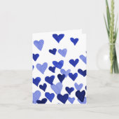 Carte Cœurs aquarelle de la Saint-Valentin – bleus (Devant)