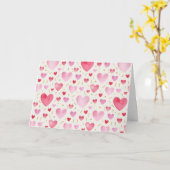 Carte Cœurs Aquarelle Quartz Rose (Fleur jaune)