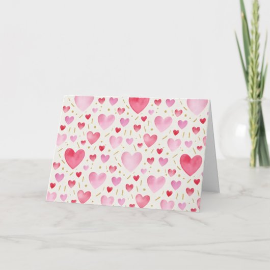 Carte Cœurs Aquarelle Quartz Rose (Devant)