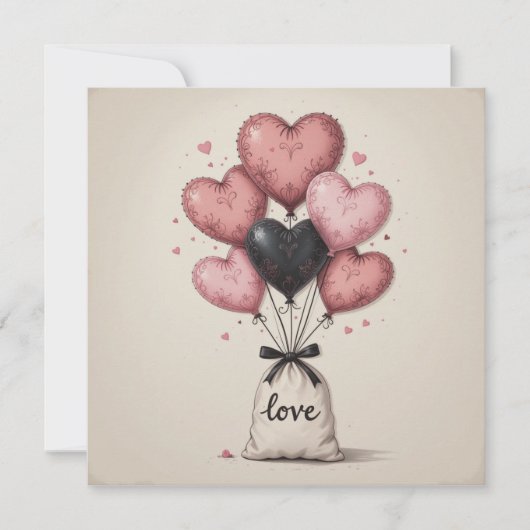 Carte Cœurs Ballons Saint-Valentin (Devant)