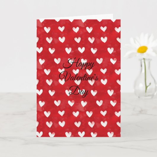 Carte Cœurs blancs rouges amour Saint-Valentin (Petite plante)