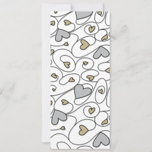 Carte Coeurs bouclés or et argent