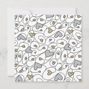 Carte Coeurs bouclés or et argent