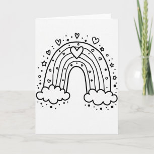 Carte Cœurs d'Amour Arc-en-Ciel Blanc